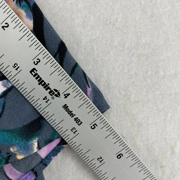 Halogen Blouse Women's Sz S Blue Purple Floral Ruffle Flutter Sleeves Sheer - Picture 5 of 11